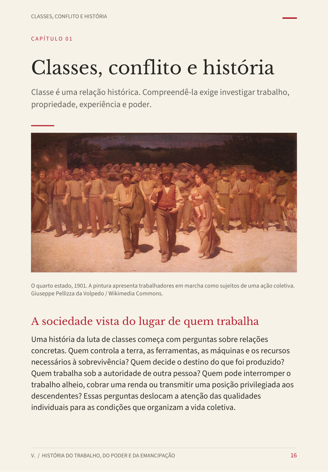 Abertura do capítulo Classes, conflito e história