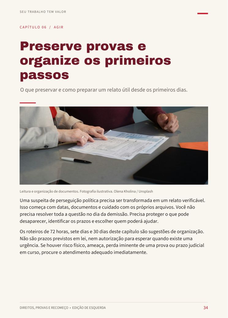 Página do e-book sobre preservação de provas